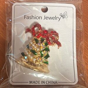 Fashion Jewelry Christmas Bell Brooch - Red, Green, Gold
